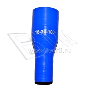 Патрубок с переходом D-16/32 L-100 (силик. синий)