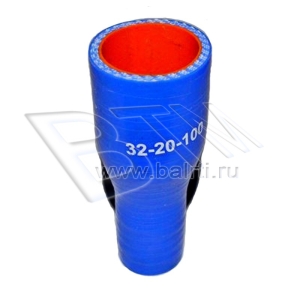 Патрубок с переходом D-20/32 L-100 (силик. синий)