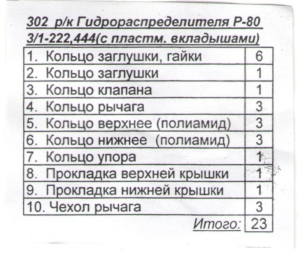 РК г/распред. Р-80+пласт. МТЗ, ЮМЗ, ДТ-75, Т-151 